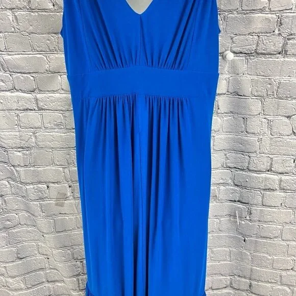 Travelsmith Blue Blue Ruffle Hem Knit Knotted Straps Maxi Dress Size M - Picture 8 of 11